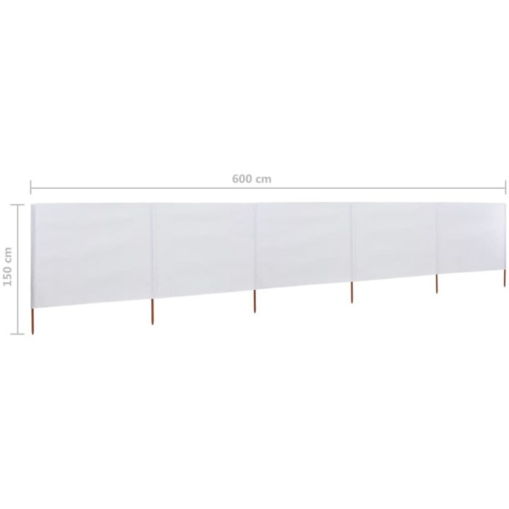 Vindskydd 5 paneler tyg sandvit vidaXL 600 x 120 cm – bild 6
