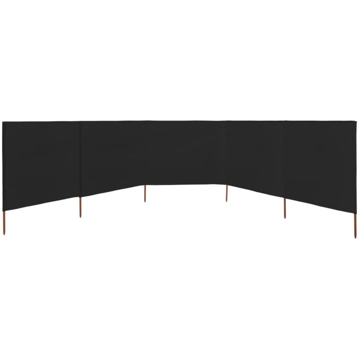 Vindskydd 5 paneler tyg svart vidaXL 600 x 120 cm – bild 3