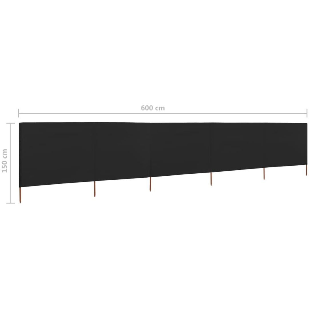 Vindskydd 5 paneler tyg svart vidaXL 600 x 120 cm – bild 6