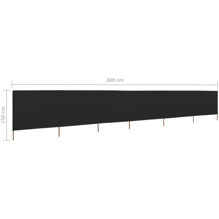 Vindskydd 6 paneler tyg svart vidaXL 800 x 120 cm – bild 6