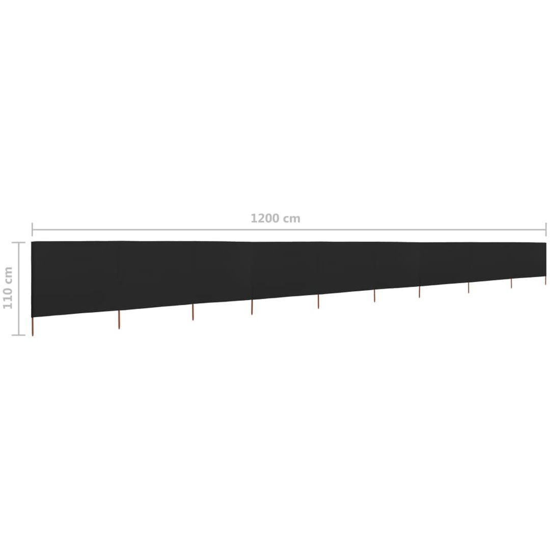 Vindskydd 9 paneler tyg svart vidaXL 1200 x 80 cm – bild 6