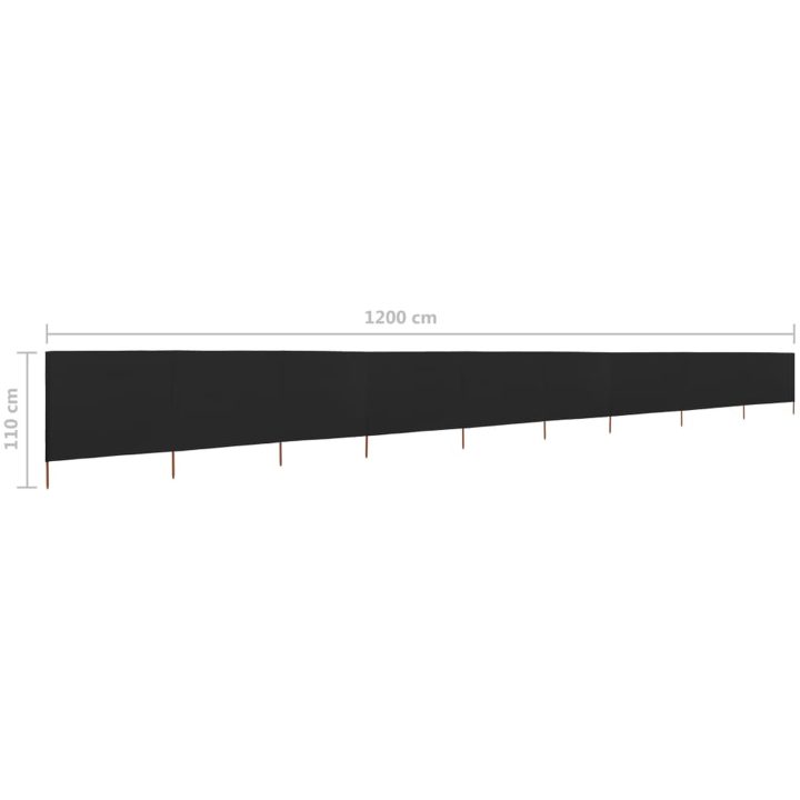 Vindskydd 9 paneler tyg svart vidaXL 1200 x 80 cm – bild 6
