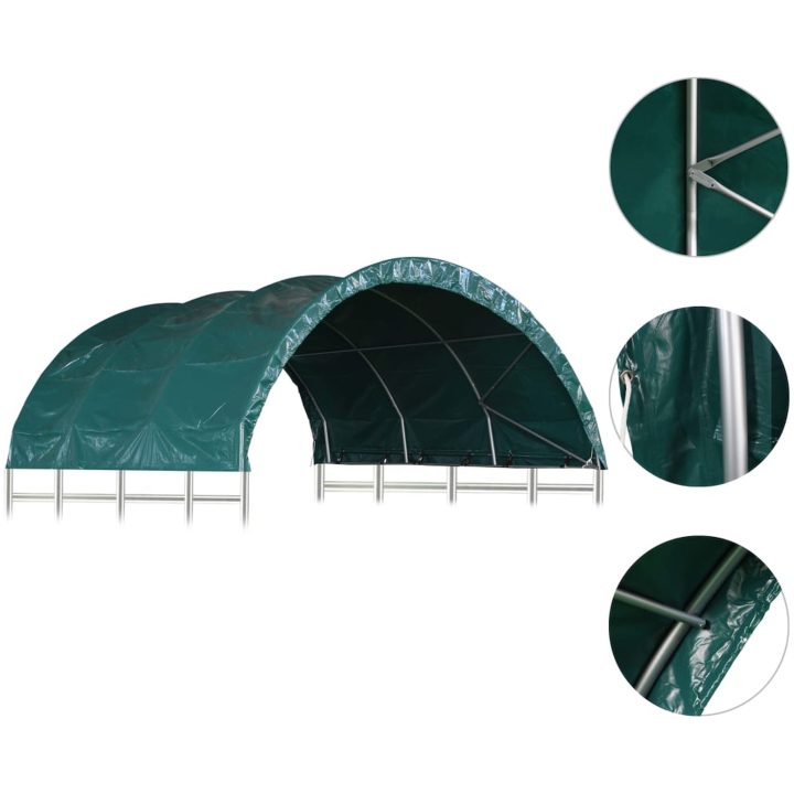 Vindskydd för boskap PVC 3,7x3,7 m grön vidaXL – bild 4
