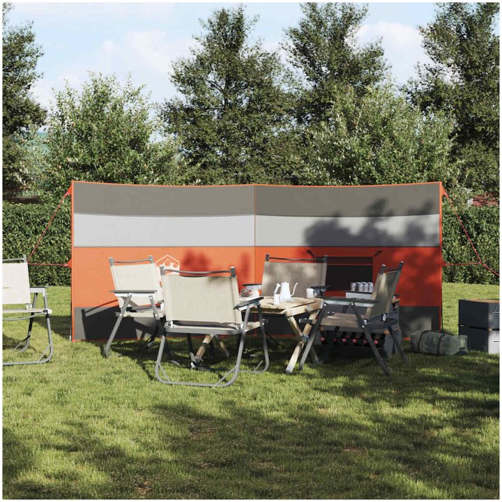 Vindskydd för camping grått och orange vattentätt vidaXL 340 x 130 cm – bild 3
