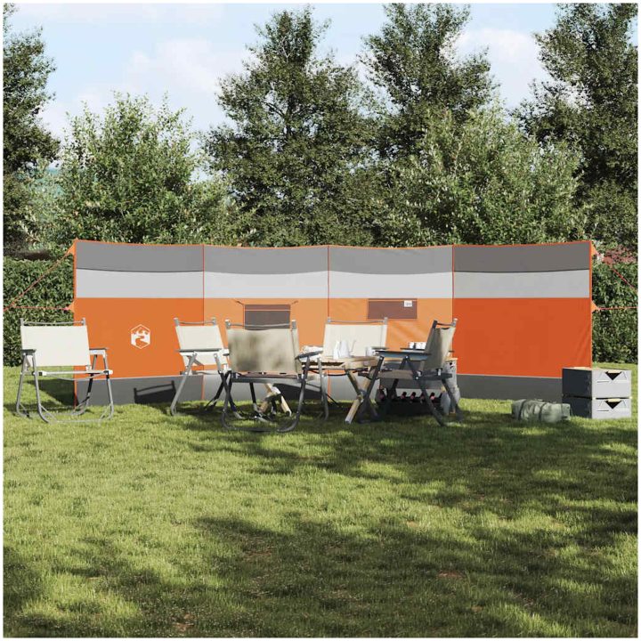 Vindskydd för camping grått och orange vattentätt vidaXL 510 x 153 cm – bild 3