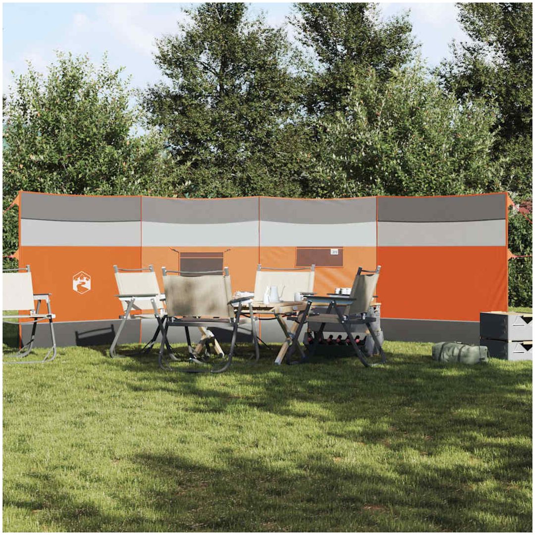 Vindskydd för camping grått och orange vattentätt vidaXL 510 x 153 cm