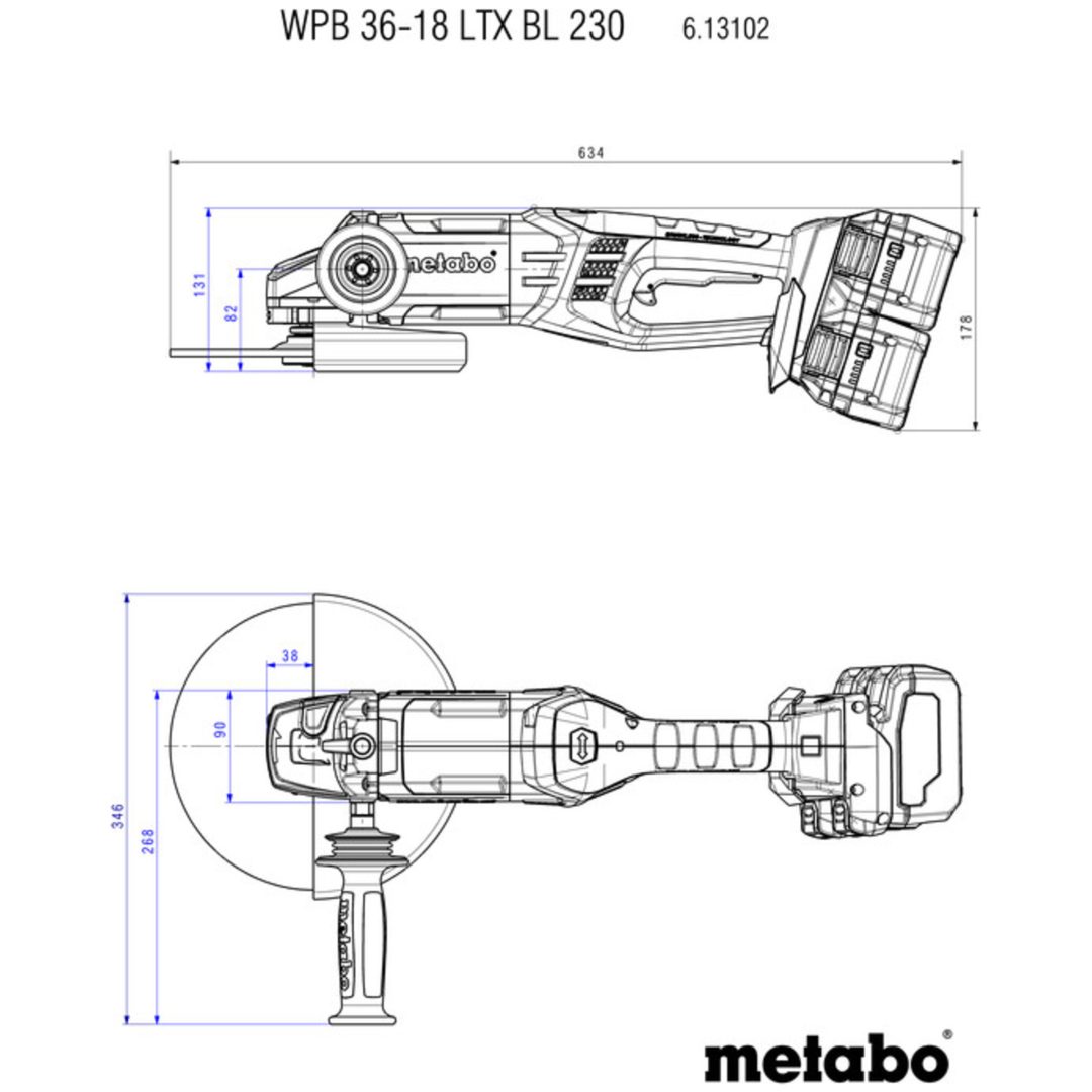 Vinkelslip 18V WPB 36-18 LTX BL 230 Med Batteri METABO Med Batteri – bild 4