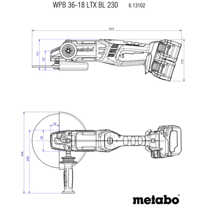 Vinkelslip 18V WPB 36-18 LTX BL 230 Med Batteri METABO Med Batteri – bild 4