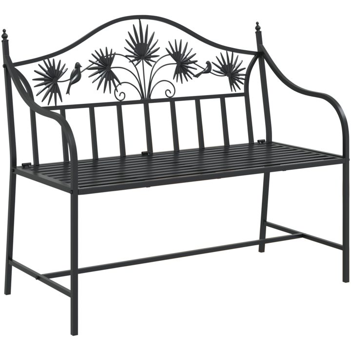 Vintage metallbänk Svart Pulverlackerat stål Standard Hållbar vidaXL 104 x 52,5 x 89 cm – bild 2