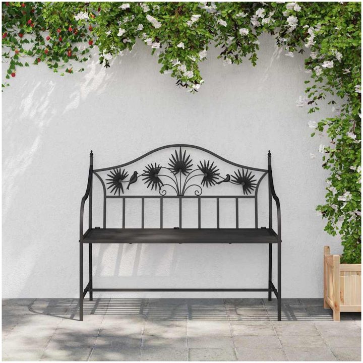 Vintage metallbänk Svart Pulverlackerat stål Standard Hållbar vidaXL 104 x 52,5 x 89 cm – bild 3