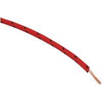 WIRE 16-GAUGE CLOTH BRAIDED 25 RED WITH BLACK TRACER