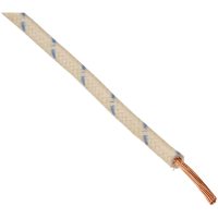 WIRE 16-GAUGE CLOTH BRAIDED 25 WHITE WITH BLUE TRACER