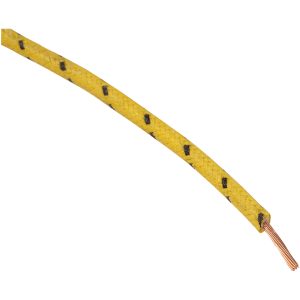 WIRE 16-GAUGE CLOTH BRAIDED 25 YELLOW WITH BLACK TRACER