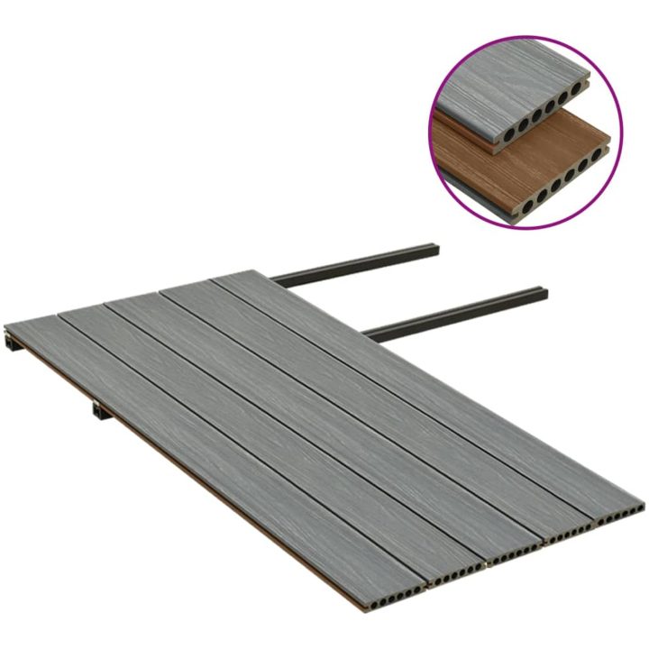 WPC-golvplattor med tillbehör brun och grå vidaXL 10 m² 2.2 m – bild 3