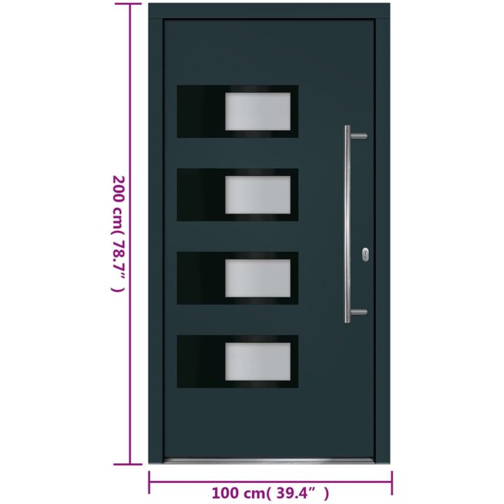 Ytterdörr antracit 100x200 cm aluminium och PVC vidaXL 100 x 200 cm – bild 12