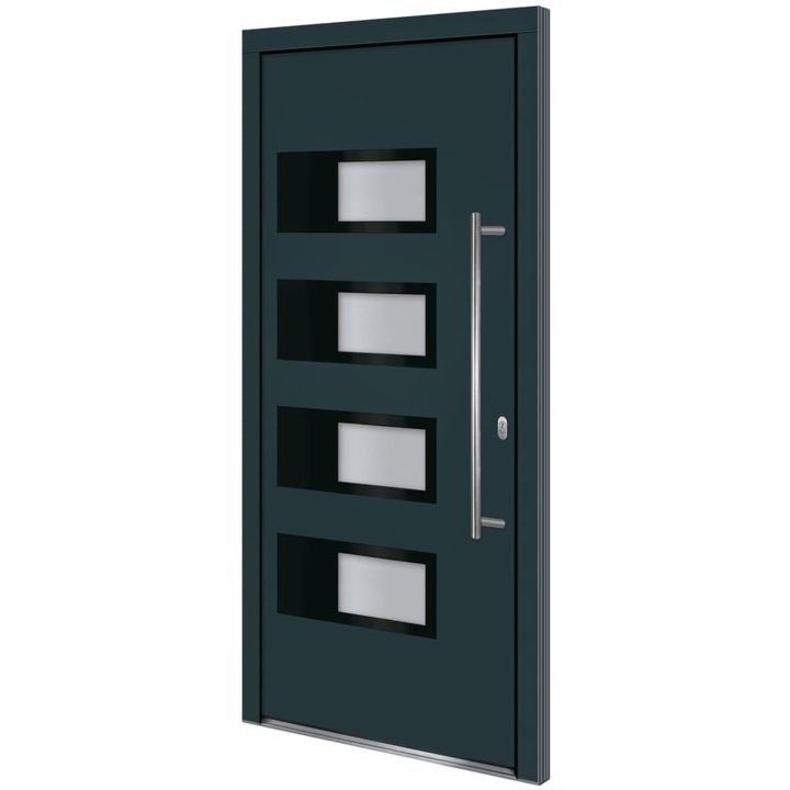 Ytterdörr antracit 100x210 cm aluminium och PVC vidaXL 100 x 210 cm – bild 2