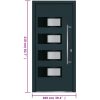 Ytterdörr antracit 100x210 cm aluminium och PVC vidaXL 100 x 210 cm – miniatyr 12