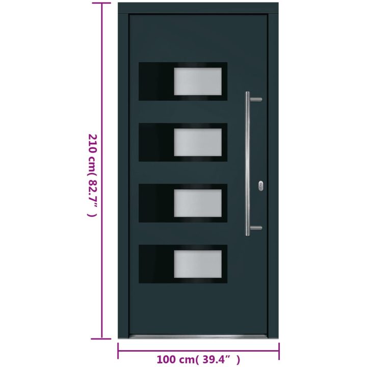 Ytterdörr antracit 100x210 cm aluminium och PVC vidaXL 100 x 210 cm – bild 12