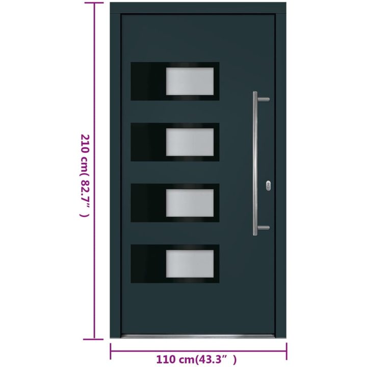 Ytterdörr antracit 110x210 cm aluminium och PVC vidaXL 110 x 210 cm – bild 12