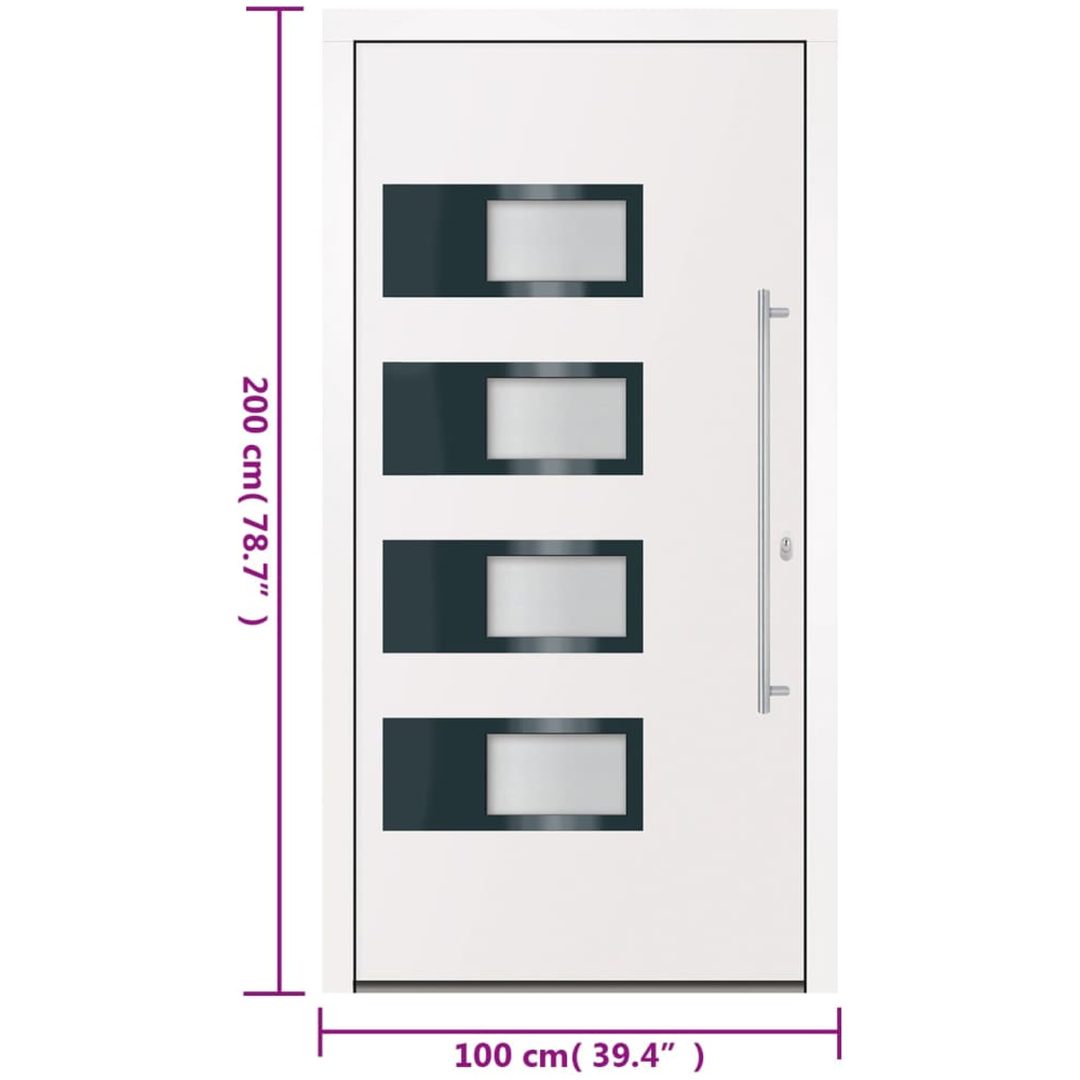 Ytterdörr vit 100x200 cm aluminium och PVC vidaXL 100 x 200 cm – bild 11