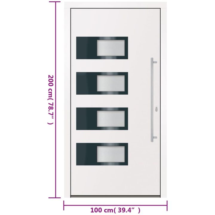Ytterdörr vit 100x200 cm aluminium och PVC vidaXL 100 x 200 cm – bild 11
