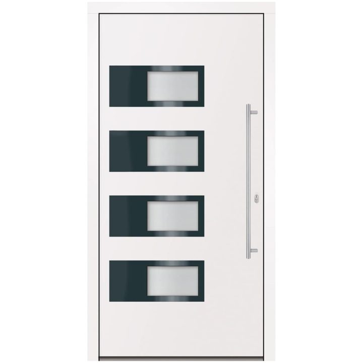 Ytterdörr vit 100x200 cm aluminium och PVC vidaXL 100 x 200 cm – bild 3