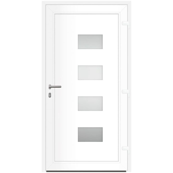 Ytterdörr vit 100x200 cm aluminium och PVC vidaXL 100 x 200 cm – bild 4