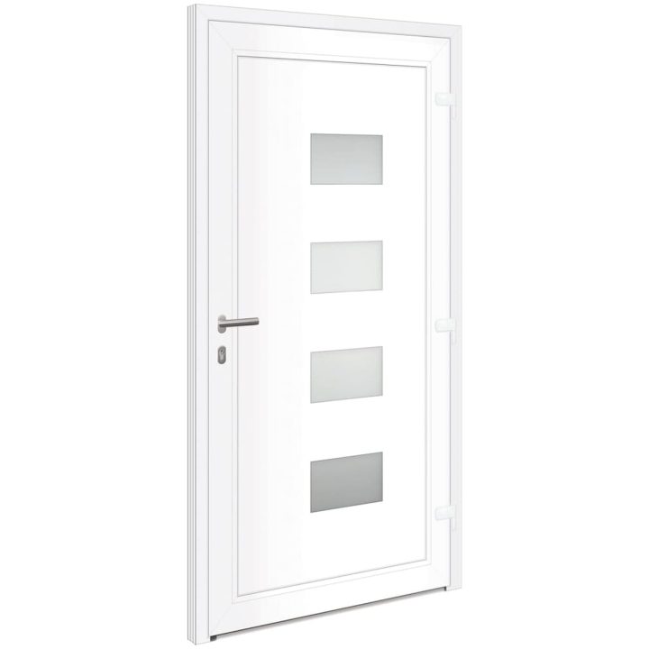 Ytterdörr vit 100x200 cm aluminium och PVC vidaXL 100 x 200 cm – bild 5