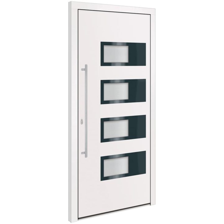 Ytterdörr vit 100x210 cm aluminium och PVC vidaXL 100 x 210 cm – bild 2