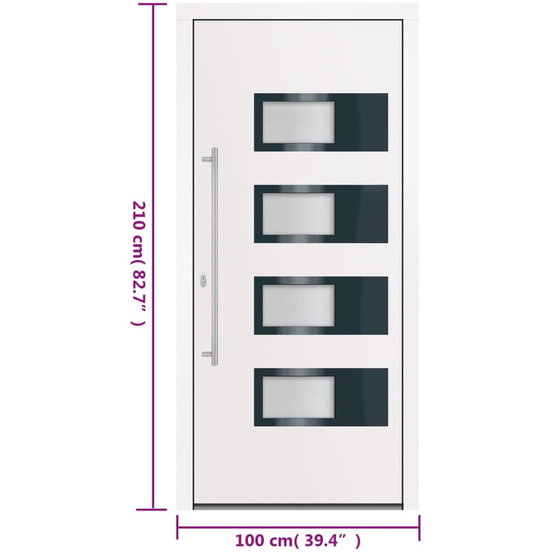 Ytterdörr vit 100x210 cm aluminium och PVC vidaXL 100 x 210 cm – bild 11