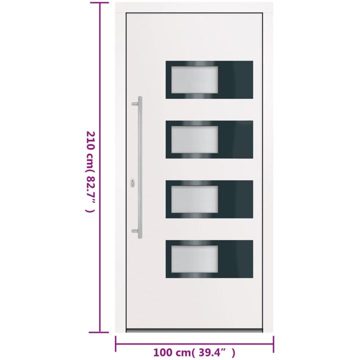Ytterdörr vit 100x210 cm aluminium och PVC vidaXL 100 x 210 cm – bild 11
