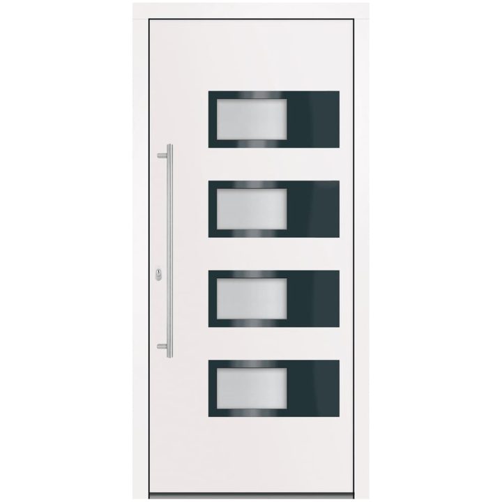 Ytterdörr vit 100x210 cm aluminium och PVC vidaXL 100 x 210 cm – bild 3