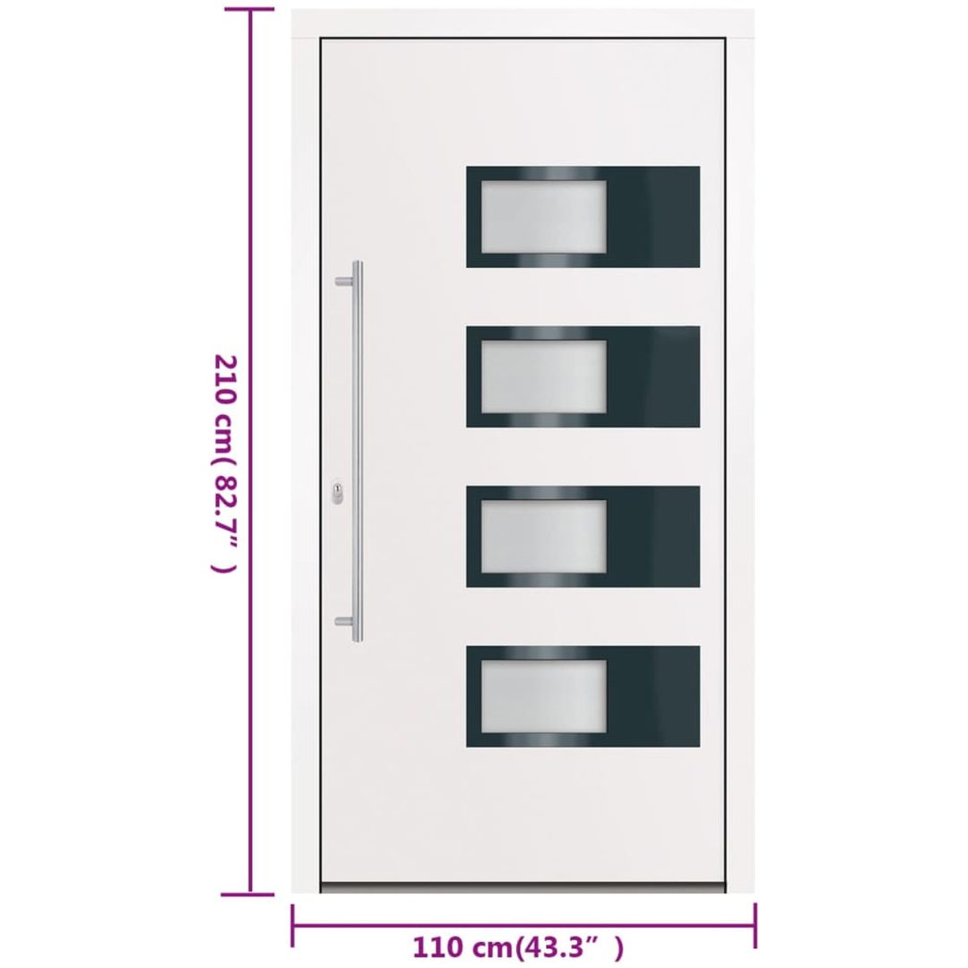Ytterdörr vit 110x210 cm aluminium och PVC vidaXL 110 x 210 cm – bild 11